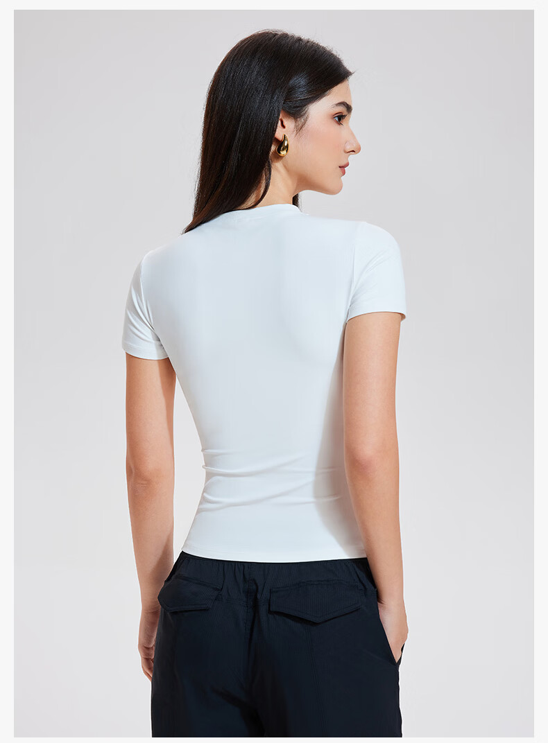 Cosleaf Women's Sports T-Shirt Short Sleeve High Elastic Slim Fit Round Neck Breathable Running Top Fitness Yoga Wear 23