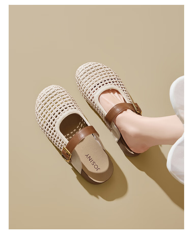 Zhuoshini Women's Vintage Slip-On Closed-Toe Sandals 2026 Summer New Breathable Mesh Birkenstock Style Half Slippers Off-White Size 38 11