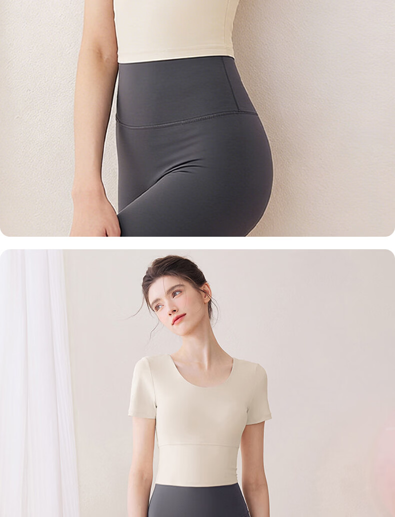 XUEXIMAN Women's Quick-Dry Yoga Top T-Shirt Pilates Training Backless Sportswear with Chest Pad Short Sleeve Fitness Shirt 14
