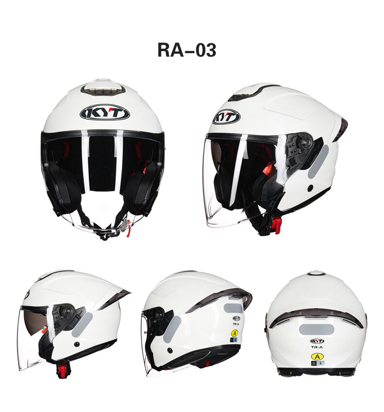 KYT RA-02 3/4 Retro Cruiser Motorcycle Helmet with Dual Visors, Matte Black, Size L 19