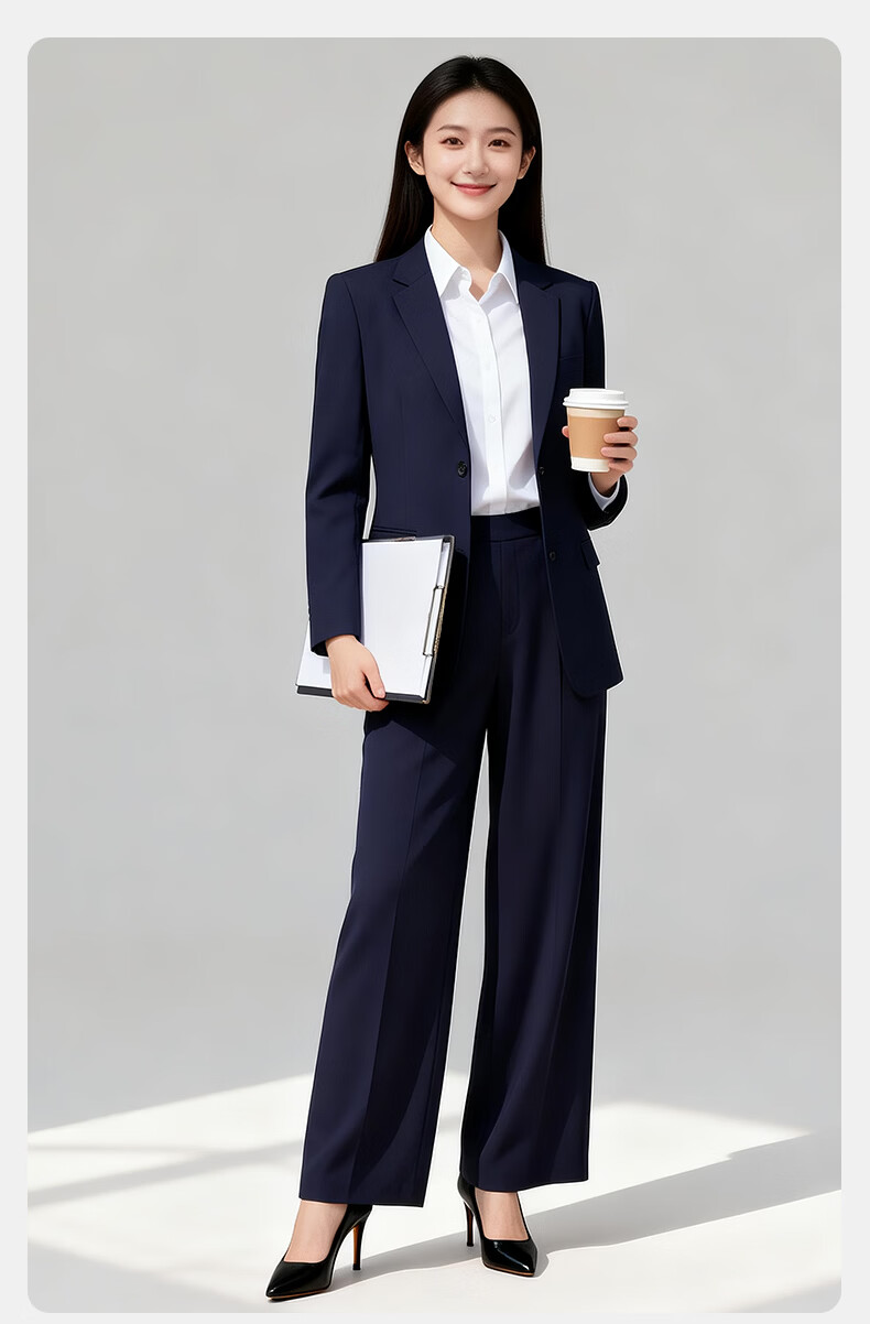 Yulixi Gray Women's Suit Set High-End Professional Formal Slim Fit Wrinkle-Free Blazer for Petite Interview and Commuting 22