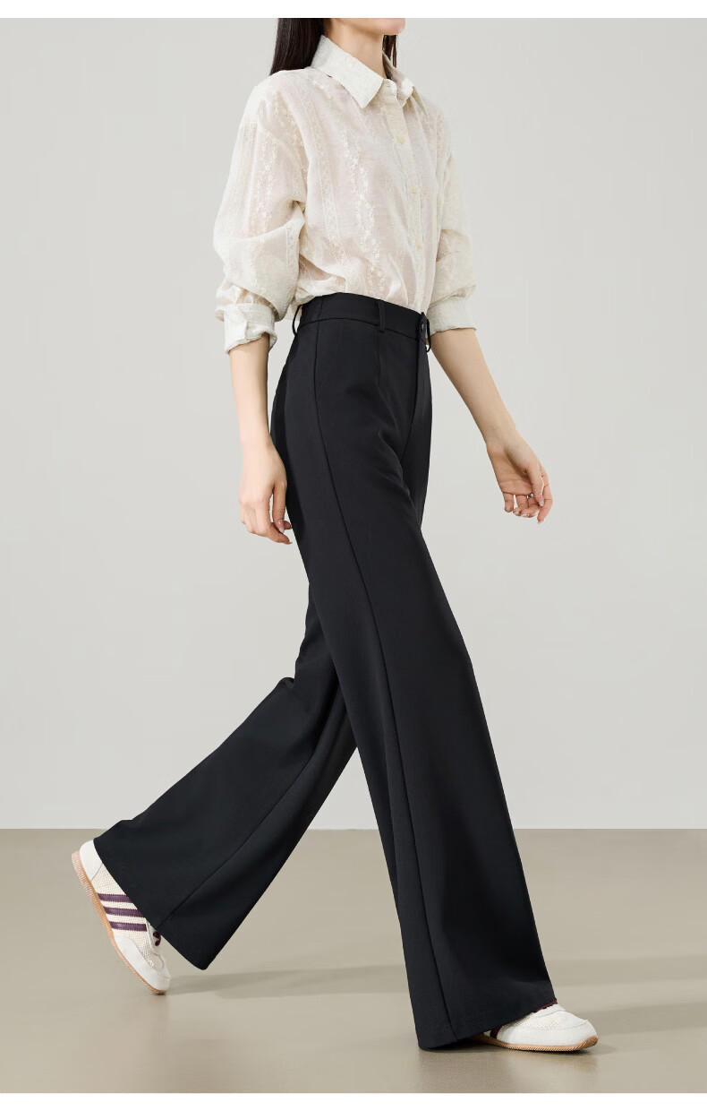 ESE-Y Women's Long Leg Flared Pants 2026 Spring New High Waist Stretch Suit Commuter Slim Tapered Pants Black 28 13