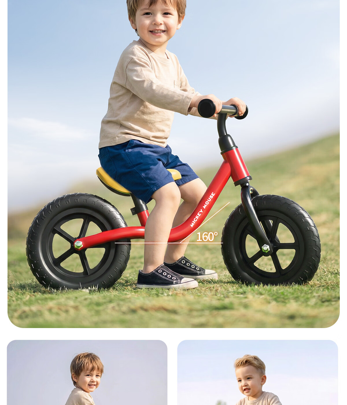 Disney Kids Balance Bike 12-inch Toddler Walker Scooter Toy for Ages 1-3-6 Years Birthday Gift 8