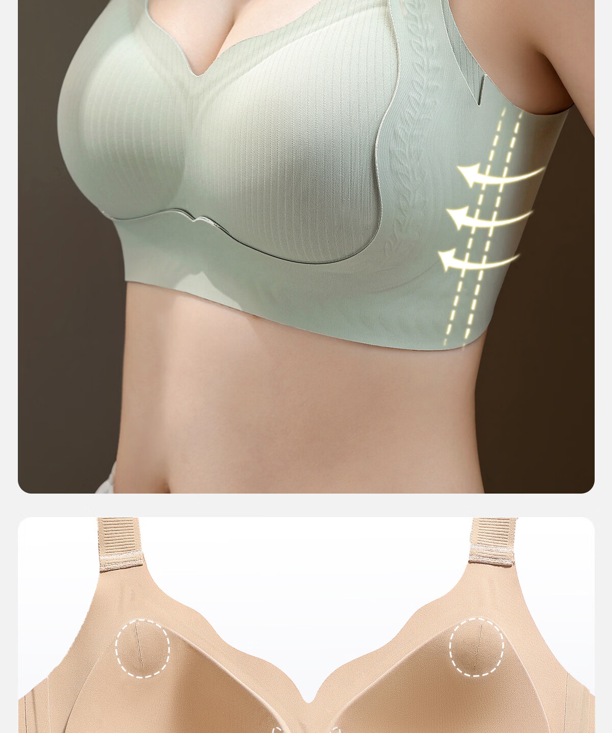 Bingxue Kapok Women's Plus Size Underwear Large Bust Minimizing Push-Up Lightweight Breathable Lifting Anti-Sagging Non-Compressing Bra 18