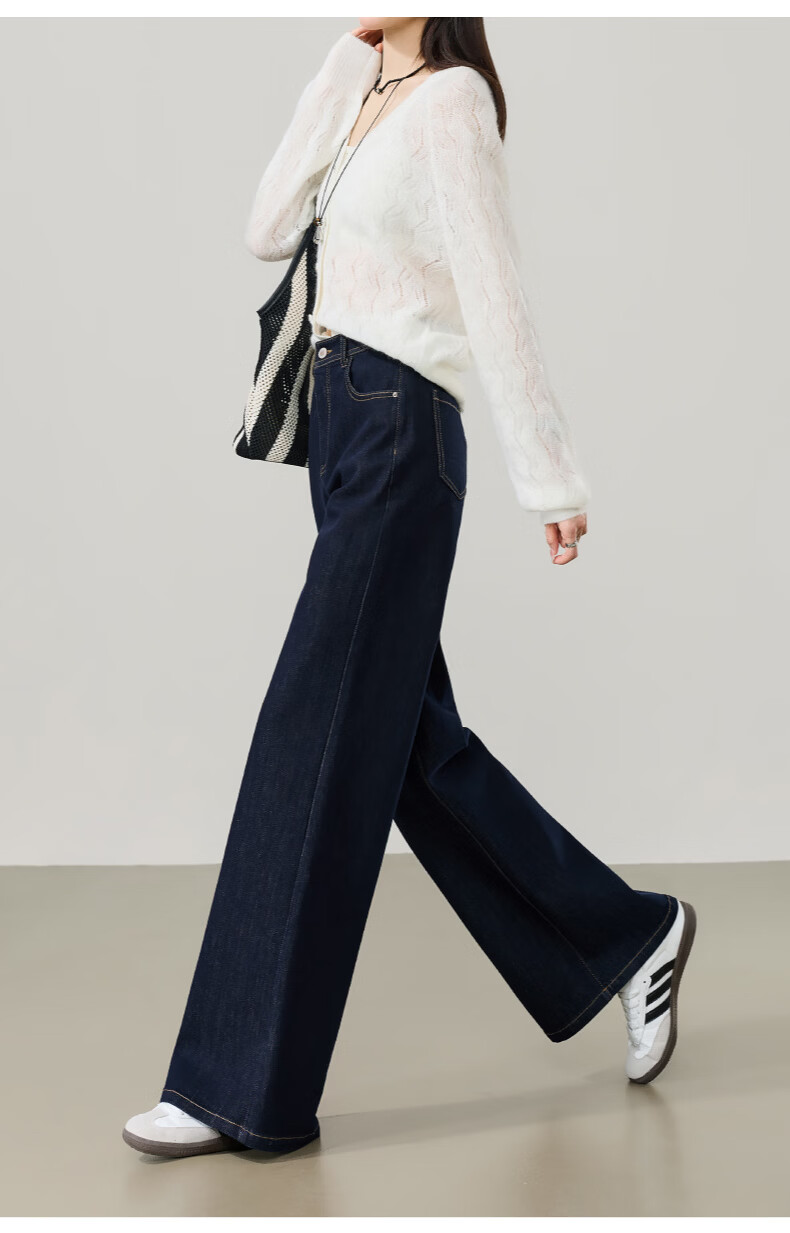 ESE-Y Lyocell Cotton Tube Flared Jeans for Women 2026 Spring New High Waist Straight Wide Leg Flare Pants Denim Blue 29 24