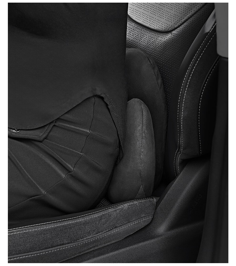 3W Ergonomic Car Lumbar Support Seat Cushion Backrest Tailbone Support 2-in-1 Black 16