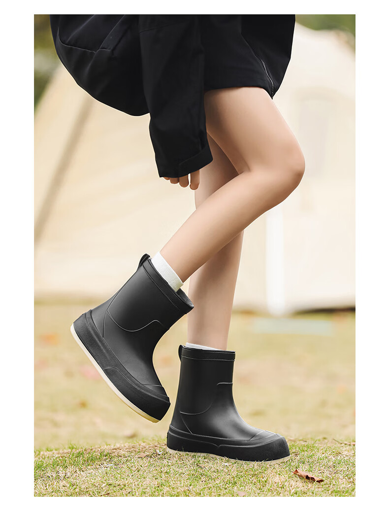 KINGLOVOUN Women's Stylish Rain Boots Cute Waterproof Non-slip Rubber Shoes Outdoor Low-cut - 009 - White - Size 37 14