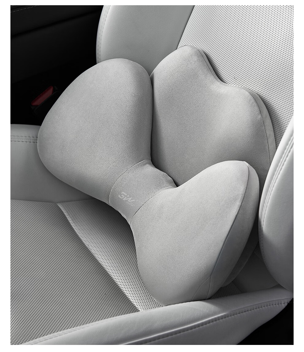3W Ergonomic Car Lumbar Support Seat Cushion Backrest Tailbone Support 2-in-1 Black 18