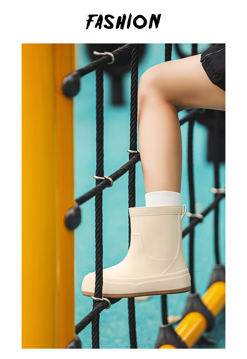 KINGLOVOUN Women's Stylish Rain Boots Cute Waterproof Non-slip Rubber Shoes Outdoor Low-cut - 009 - White - Size 37 15