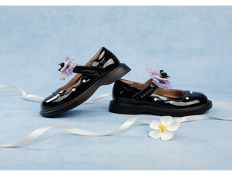 DR·KONG Girls' Spring Princess Bowknot Dress Shoes Performance Children's Shoes 2B14B1102AW Black Size 23 5