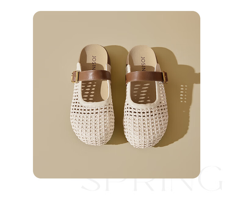 Zhuoshini Women's Vintage Slip-On Closed-Toe Sandals 2026 Summer New Breathable Mesh Birkenstock Style Half Slippers Off-White Size 38 10