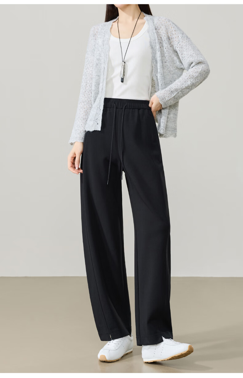 ESE-Y Women's Banana Pants Spring 2026 New Design Split Narrow Straight High-Waist Casual Sports Pants Black Size 32 22