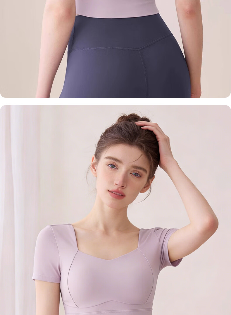 Xueqiman Women's Yoga Top 2026 New Quick-Dry Summer Premium Pilates Fitness Short Sleeve with Chest Pad 10