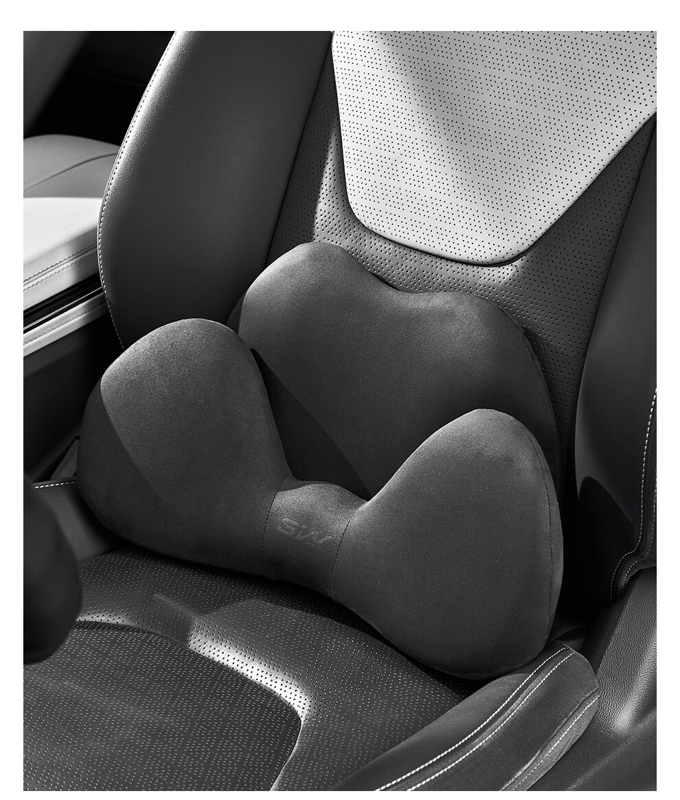3W Ergonomic Car Lumbar Support Seat Cushion Backrest Tailbone Support 2-in-1 Black 15