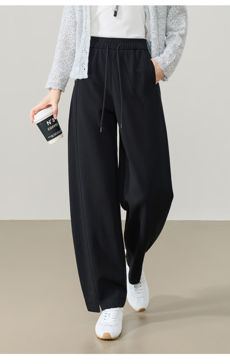 ESE-Y Women's Banana Pants Spring 2026 New Design Split Narrow Straight High-Waist Casual Sports Pants Black Size 32 23