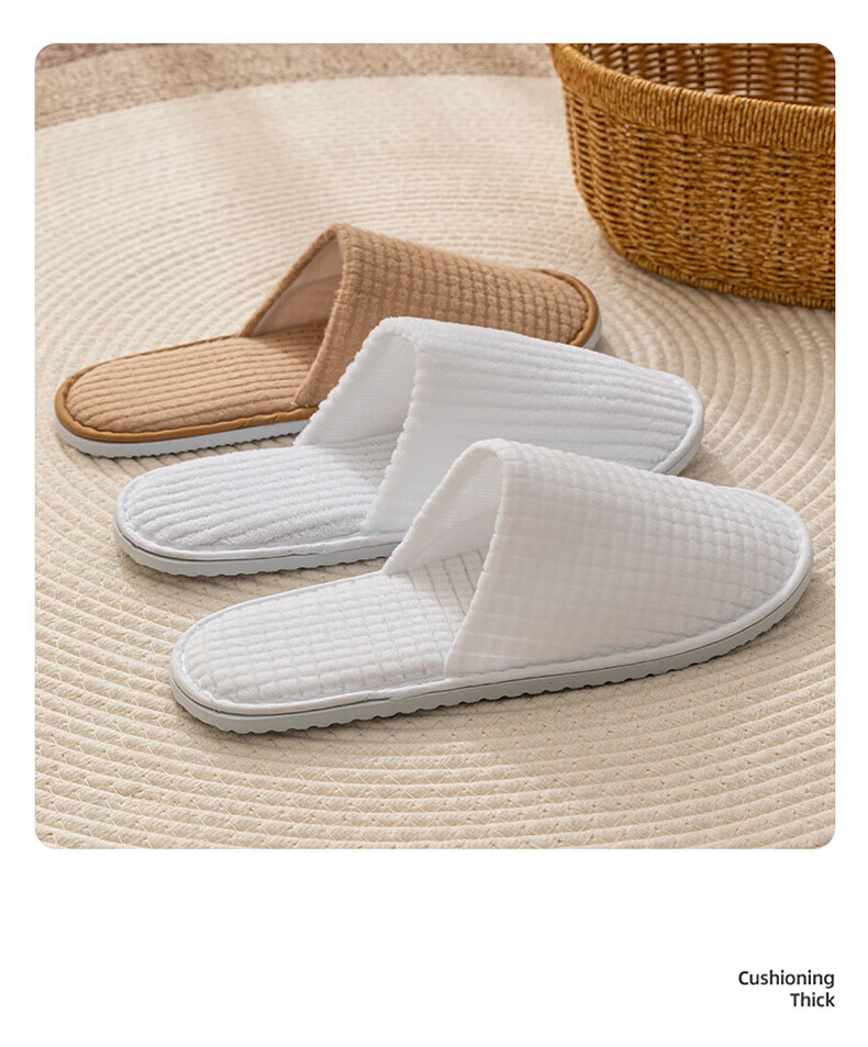 BWNK Disposable Thickened Home Travel Non-Slip Slippers [5 Pairs] Gray Fleece Slippers 13
