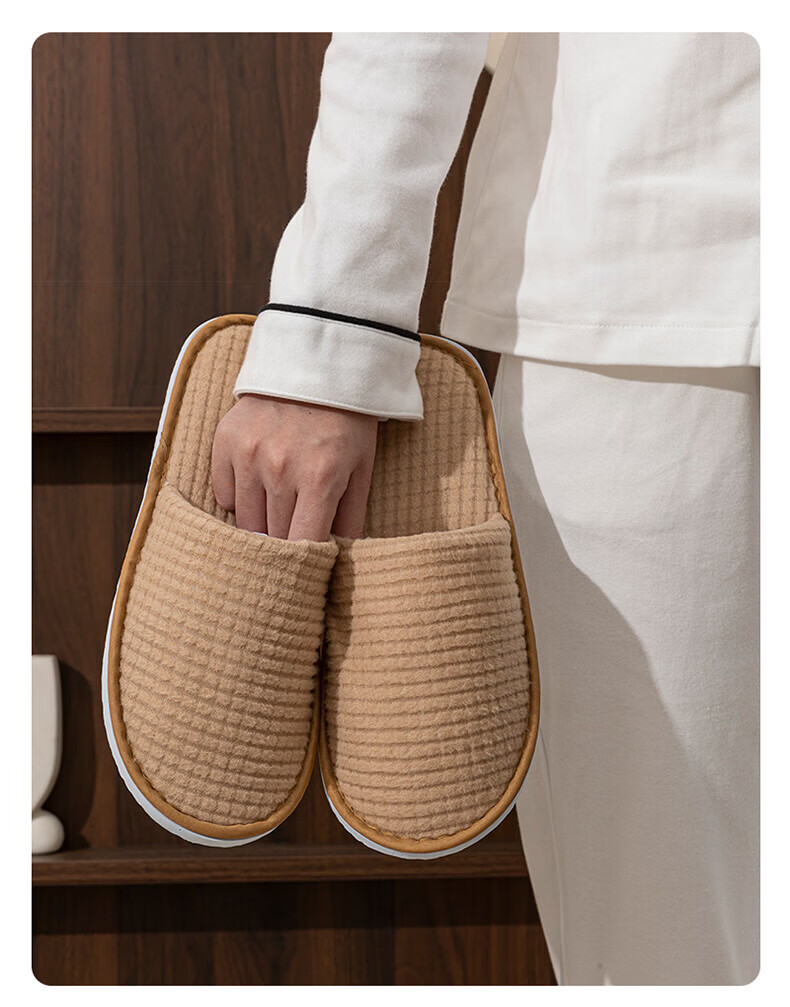 BWNK Disposable Thickened Home Travel Non-Slip Slippers [5 Pairs] Gray Fleece Slippers 10