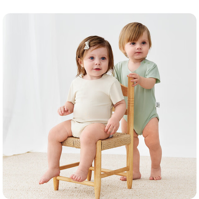 TONGTAI Baby Short Sleeve Bodysuit Summer Modal Infant Romper Seamless Jumpsuit Green 73cm 14