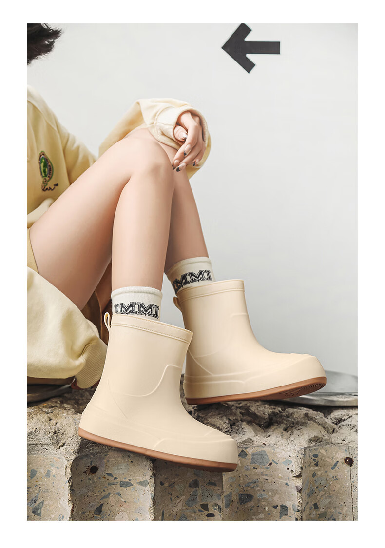 KINGLOVOUN Women's Stylish Rain Boots Cute Waterproof Non-slip Rubber Shoes Outdoor Low-cut - 009 - White - Size 37 11