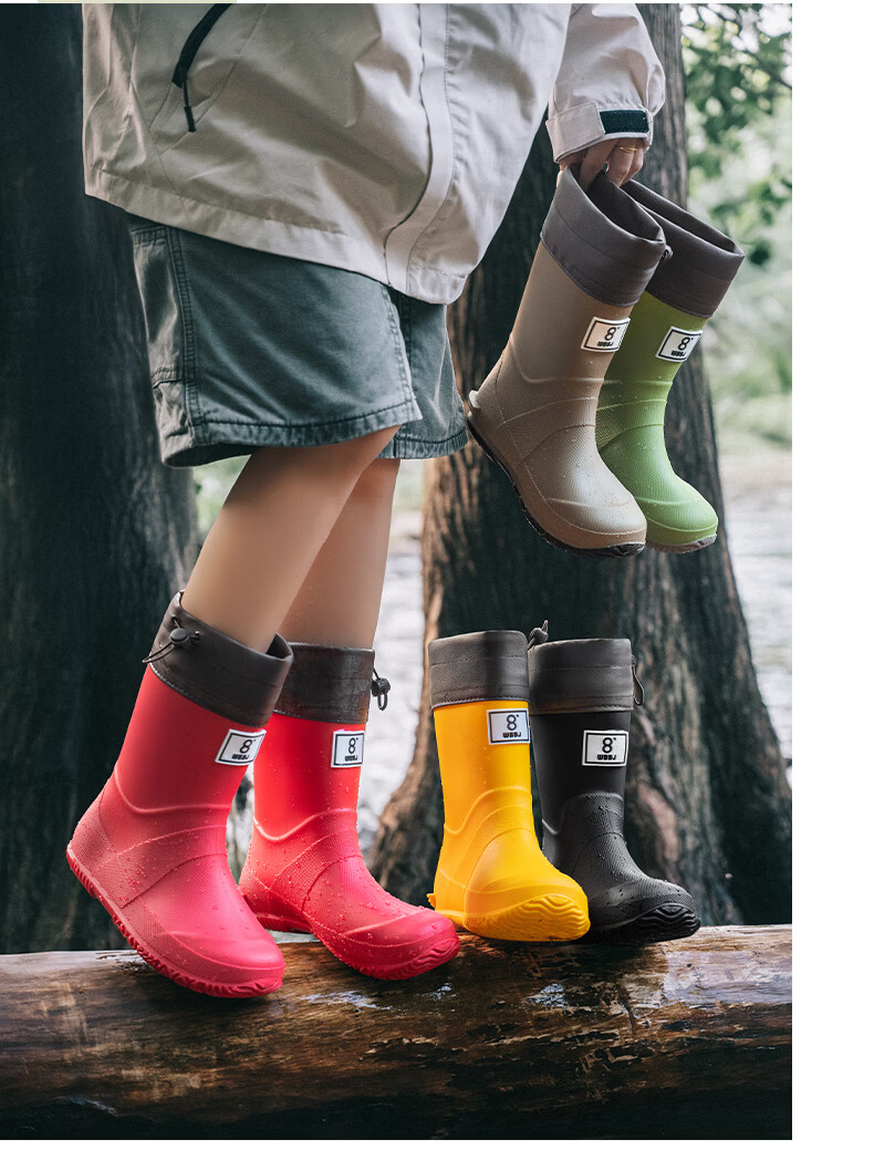 KINGLOVOUN Women's Rain Boots 2026 New Fashion Mid-Calf Waterproof Slip-Resistant Rubber Shoes Black Size 38-39 15