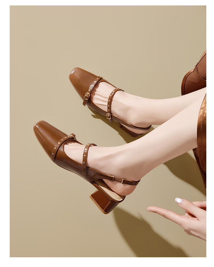 Zhuoshini Women's Low-Cut Sandals 2026 New Summer Fashion Chunky Heel Mary Jane Shoes with Skirts, Off-White, Size 39 11