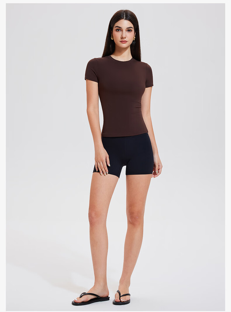 Cosleaf Women's Sports T-Shirt Short Sleeve High Elastic Slim Fit Round Neck Breathable Running Top Fitness Yoga Wear 20