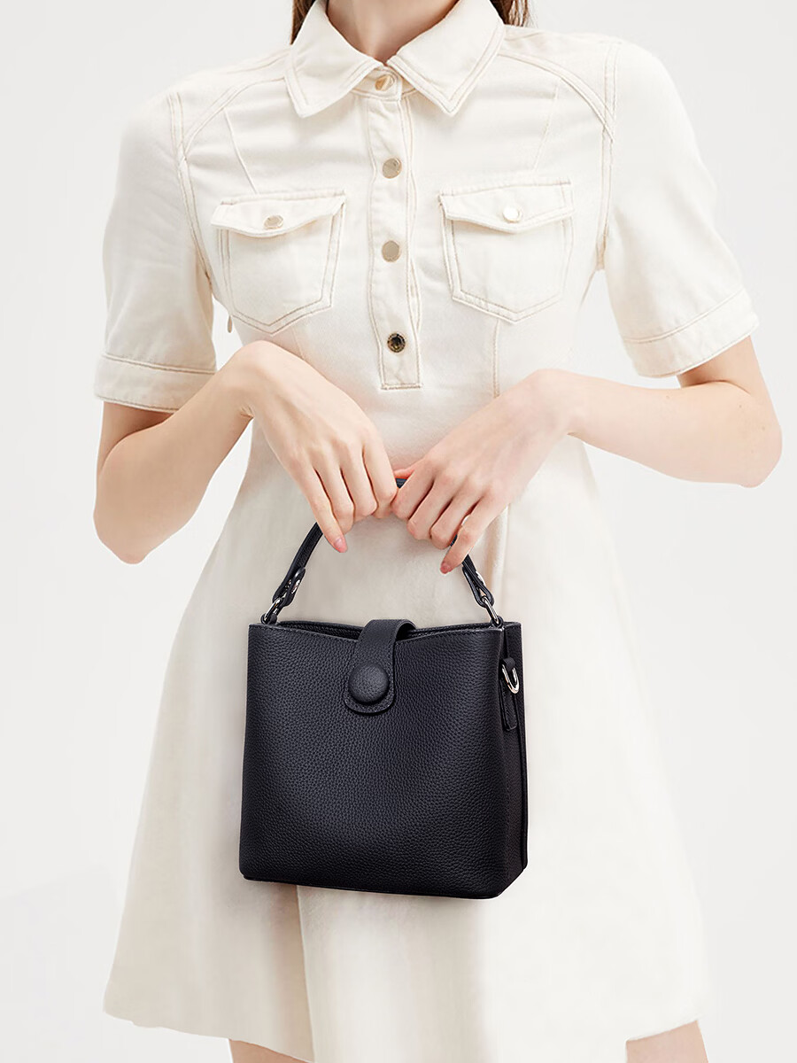 ESUNARTY Genuine Leather Bucket Bag Women 2026 New Handbag Boutique High-End Shoulder Crossbody Bag Birthday Gift for Women 20