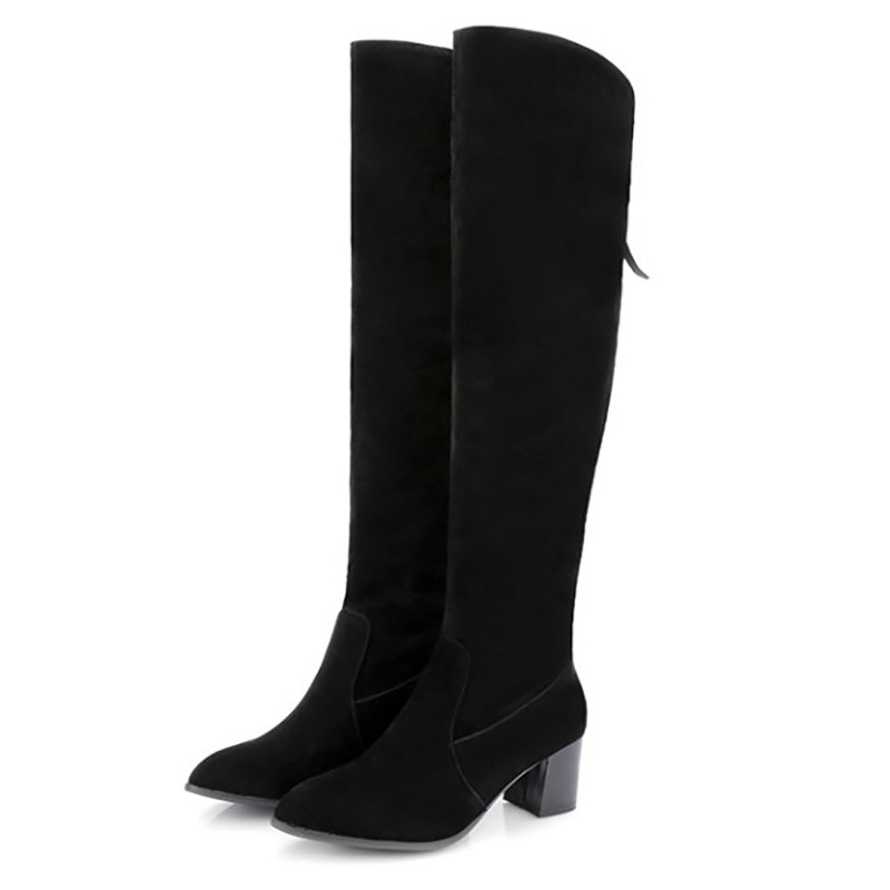 

IDIFU Black 45, ove высокие сапоги для женщин с каблуком широкие теленок женские длинные сапоги короткая середина