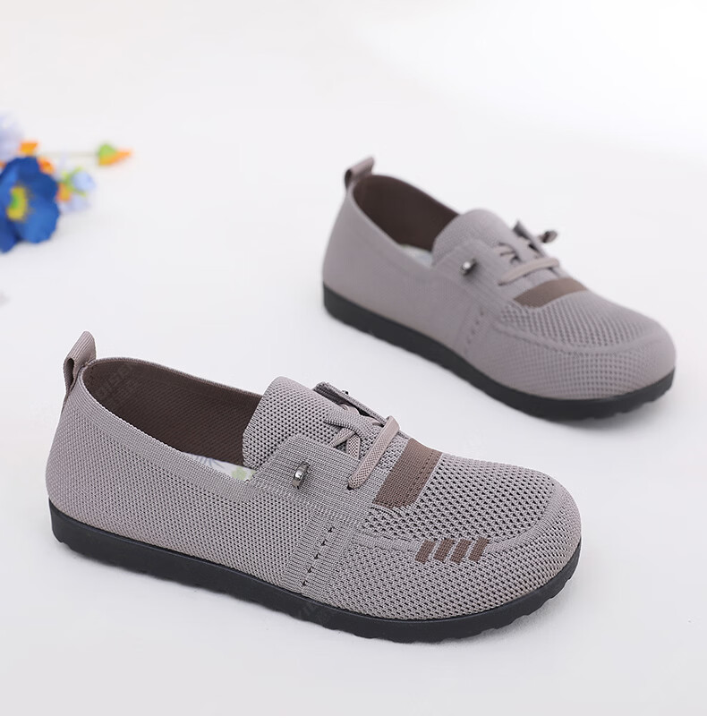 Yidisen Lightweight Comfortable Casual Women's German Training Shoes Old Beijing Cloth Shoes Soft Sole Non-Slip Mom Shoes Brown Size 36 26