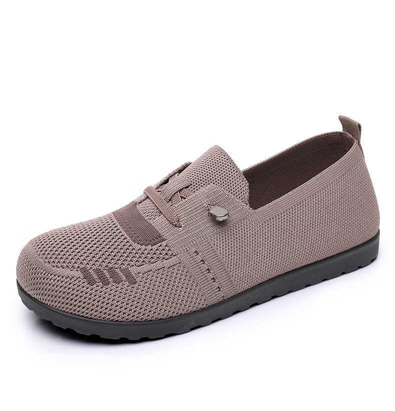 Yidisen Lightweight Comfortable Casual Women's German Training Shoes Old Beijing Cloth Shoes Soft Sole Non-Slip Mom Shoes Brown Size 36 33