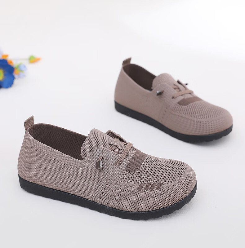Yidisen Lightweight Comfortable Casual Women's German Training Shoes Old Beijing Cloth Shoes Soft Sole Non-Slip Mom Shoes Brown Size 36 29