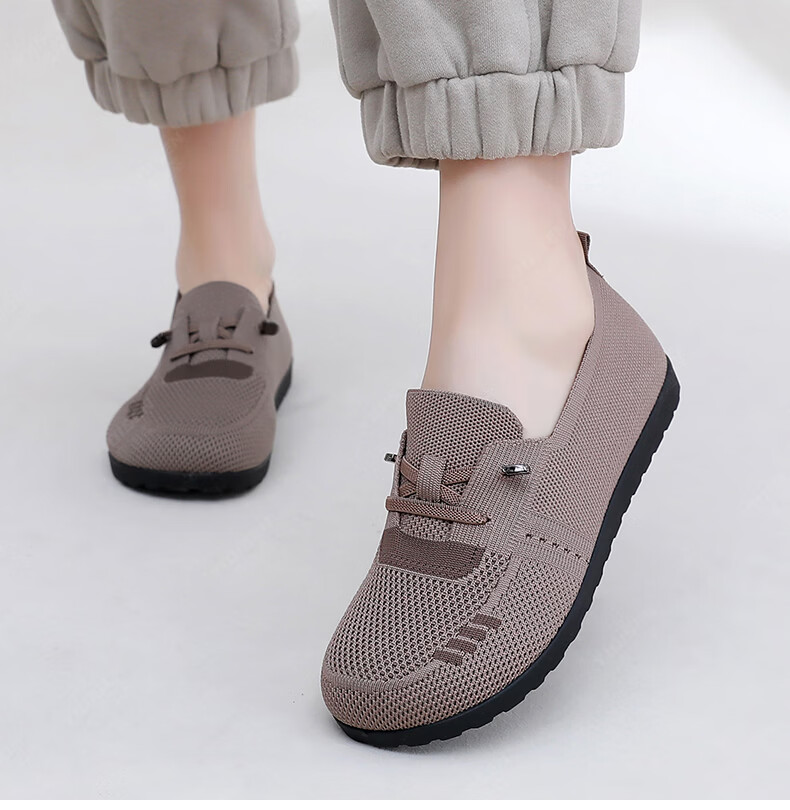 Yidisen Lightweight Comfortable Casual Women's German Training Shoes Old Beijing Cloth Shoes Soft Sole Non-Slip Mom Shoes Brown Size 36 20