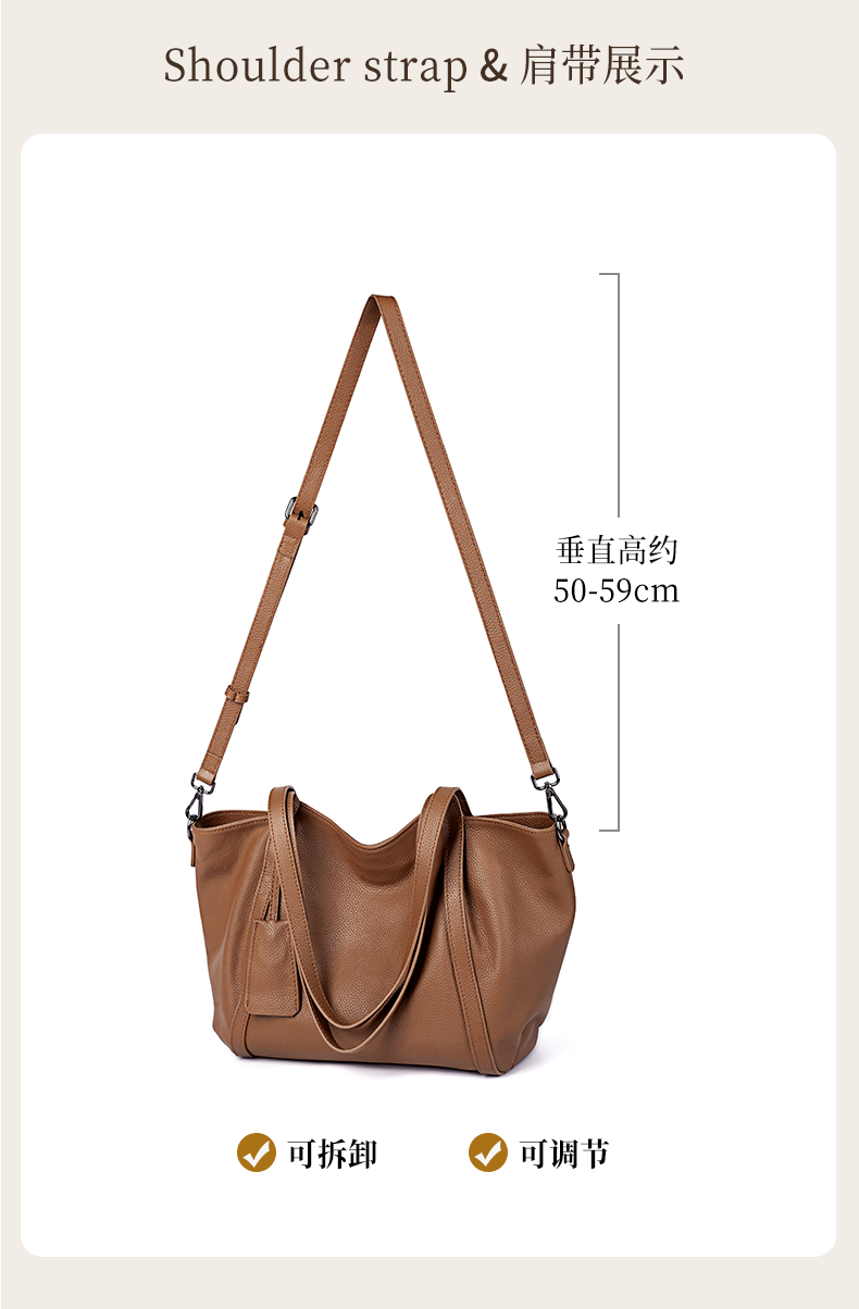 AudiJia Genuine Leather Tote Bag for Women 2026 New Handbag Commuter Shoulder Bag Crossbody Mom Bag Birthday Gift 8