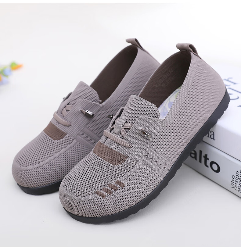 Yidisen Lightweight Comfortable Casual Women's German Training Shoes Old Beijing Cloth Shoes Soft Sole Non-Slip Mom Shoes Brown Size 36 30