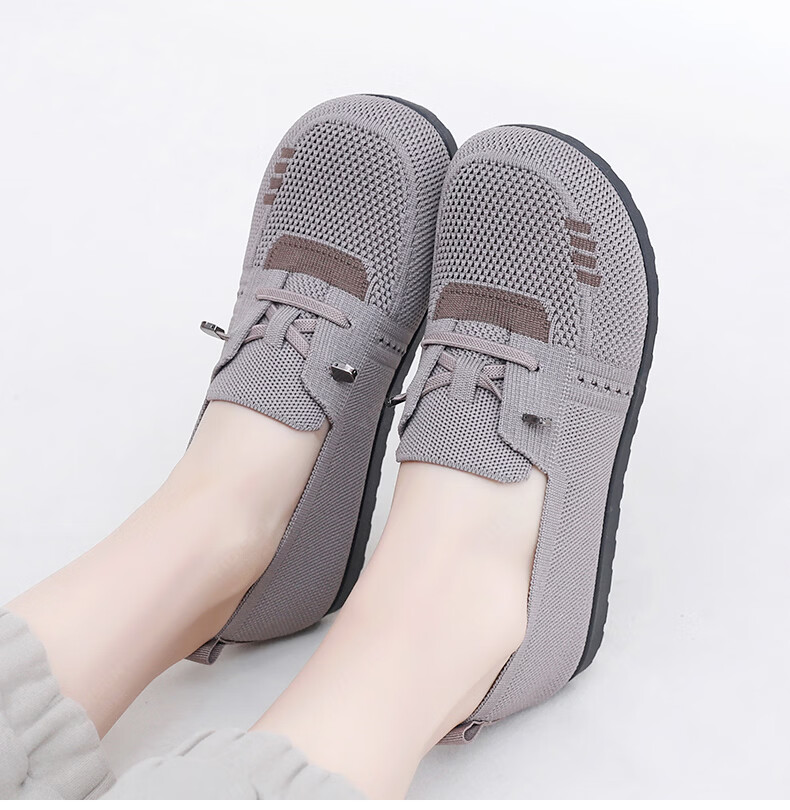 Yidisen Lightweight Comfortable Casual Women's German Training Shoes Old Beijing Cloth Shoes Soft Sole Non-Slip Mom Shoes Brown Size 36 22