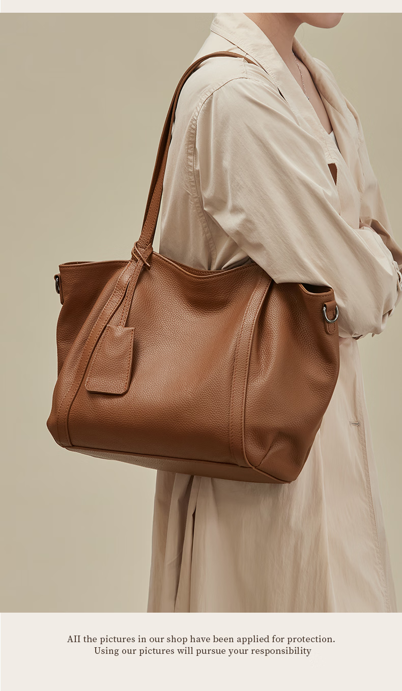 AudiJia Genuine Leather Tote Bag for Women 2026 New Handbag Commuter Shoulder Bag Crossbody Mom Bag Birthday Gift 6