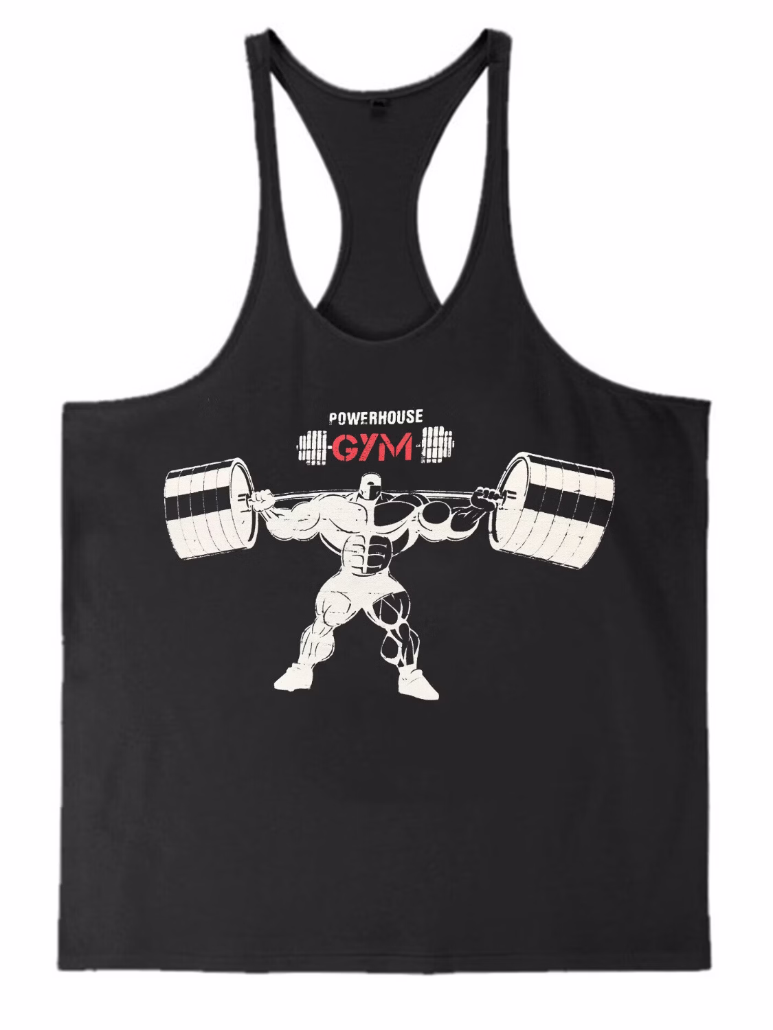 Men's New Fitness Cotton Sports I-print Vest Sports Running Exercise Breathable Sweat-absorbing Top, Black, White 3XL (190)_viptrois.com