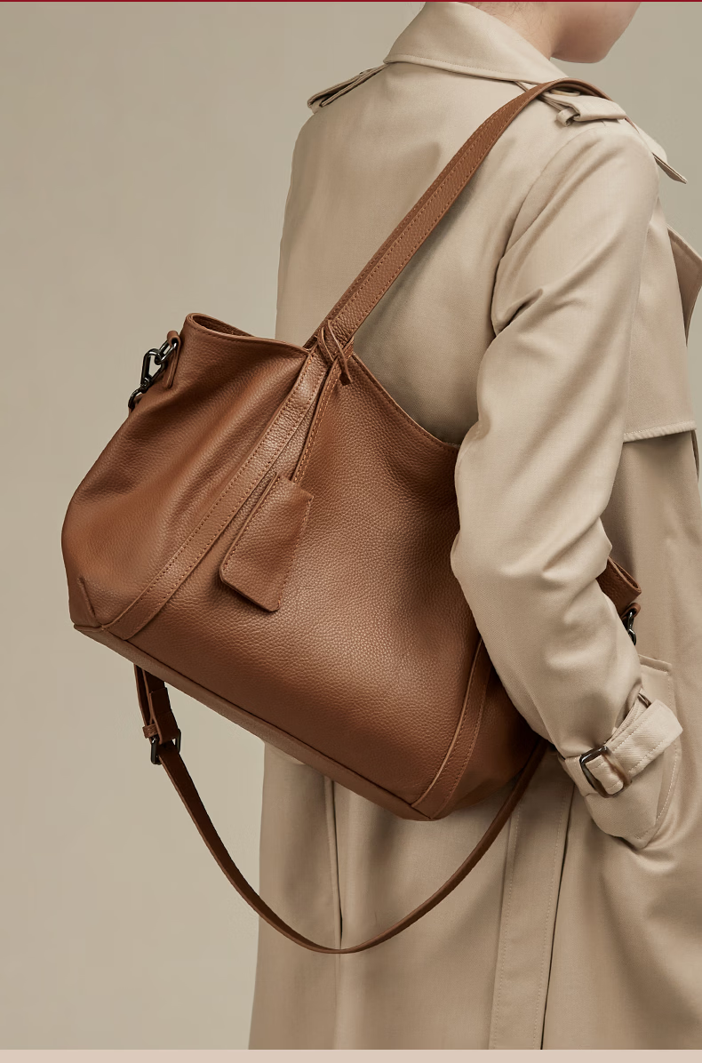 AudiJia Genuine Leather Tote Bag for Women 2026 New Handbag Commuter Shoulder Bag Crossbody Mom Bag Birthday Gift 4
