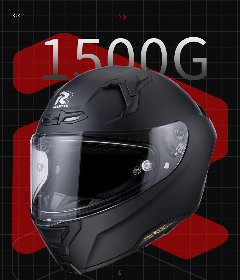 RR F01DOT/ECE Motorcycle Helmet Unisex Four Seasons Full Face Matte Black XL 5