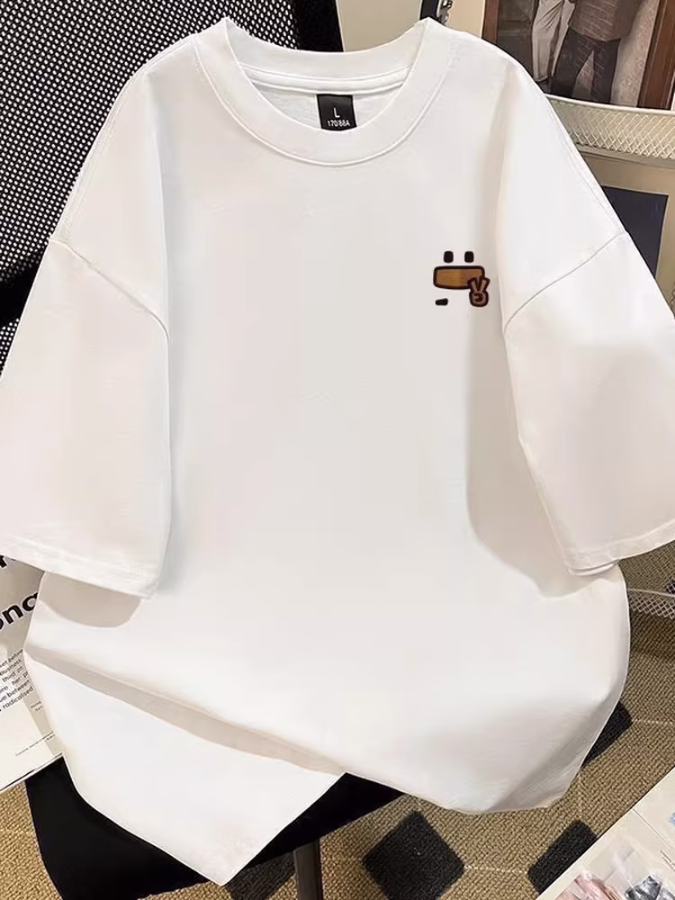 Herren T-shirt Aus Schwerer Baumwolle Rundhals Oversize Sommer_voghion.com