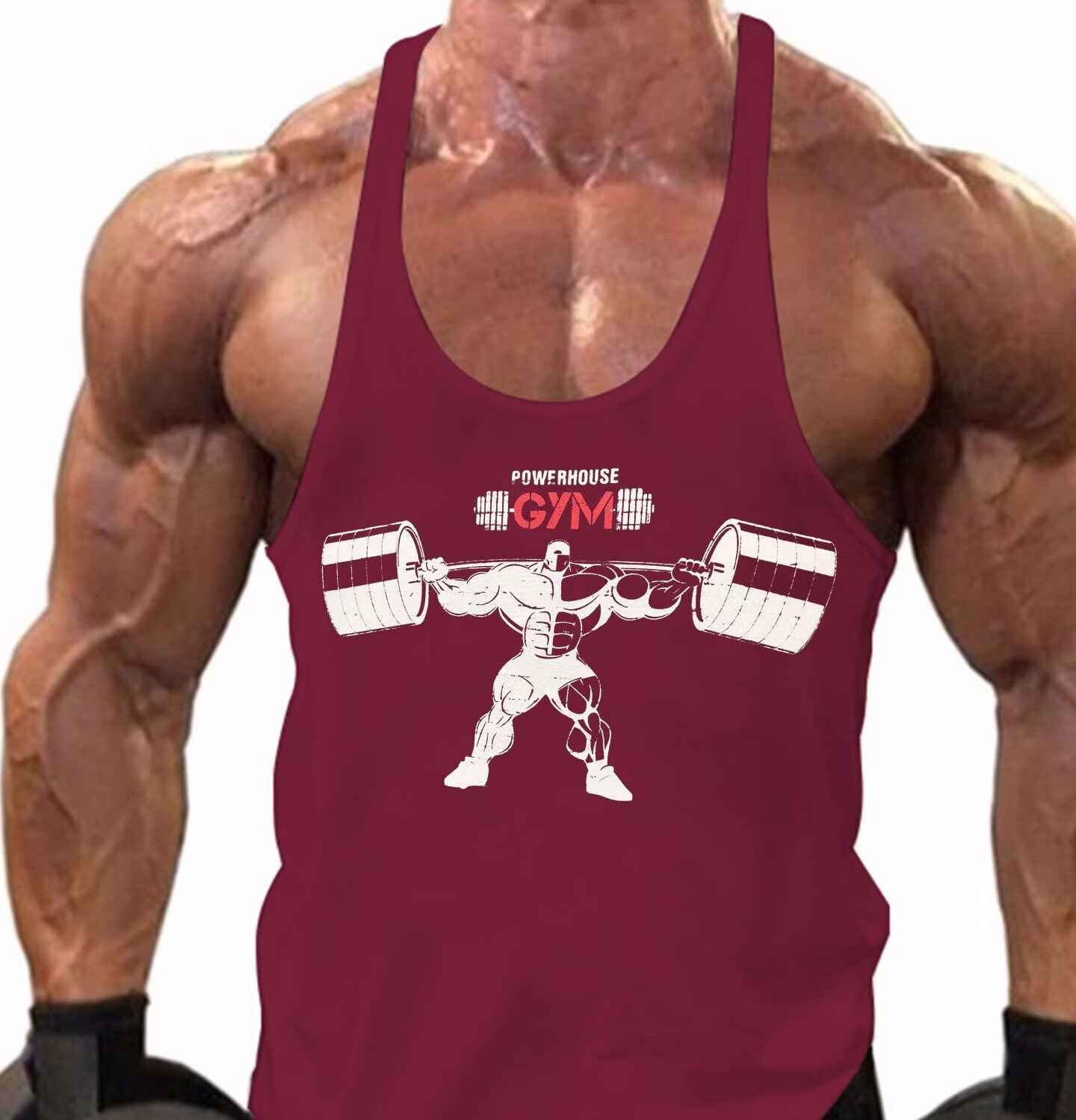 Men's New Fitness Cotton Sports I-print Vest Sports Running Exercise Breathable Sweat-absorbing Top, Black, White 3XL (190)_viptrois.com