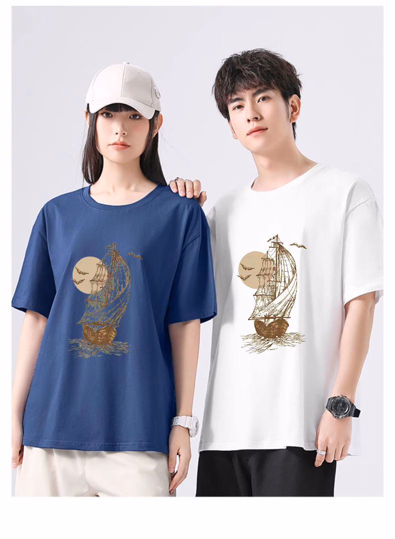 Retro American Short-sleeved T-shirt Men's 2026 New Khaki Casual Loose Summer Cotton Half-sleeved Clothes Top_viptrois.com
