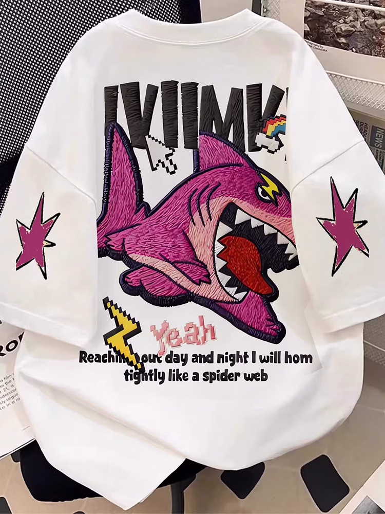Herr t-shirt i bomull med roligt tryck och korta ärmar_voghion.com