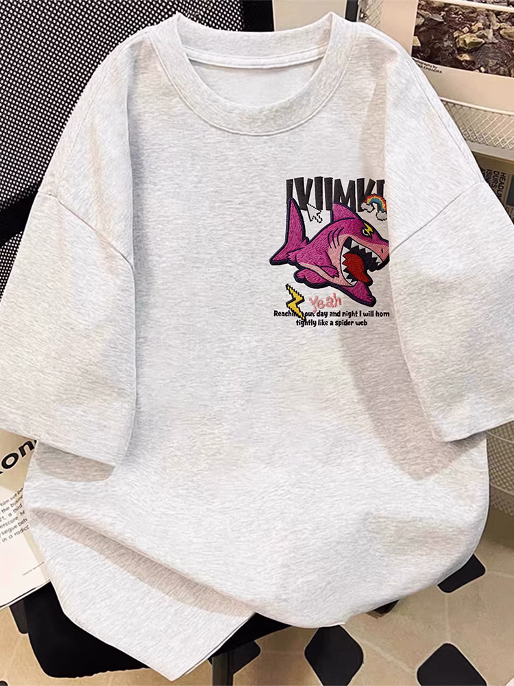 Herr t-shirt i bomull med roligt tryck och korta ärmar_voghion.com