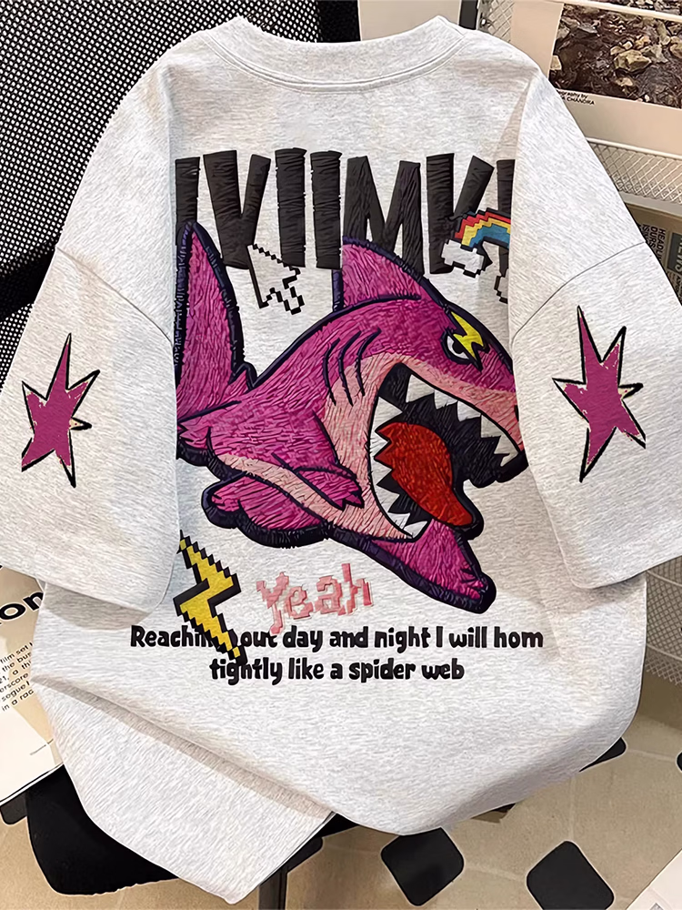 Herr t-shirt i bomull med roligt tryck och korta ärmar_voghion.com