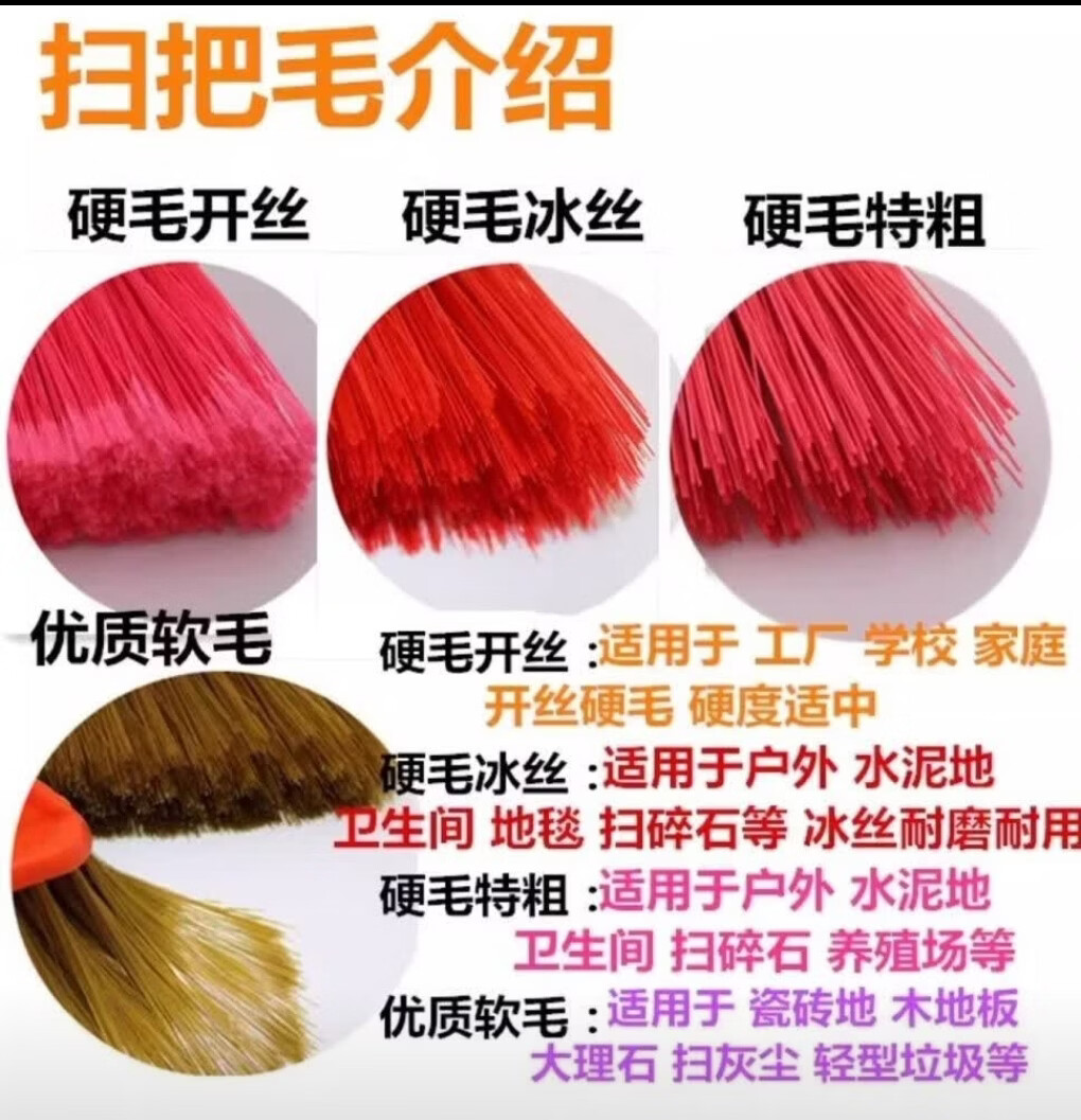 收藏家硬毛塑料木扫把单个家用环卫扫水户外扫帚头批发学校工厂 小马地刷 配96厘米杆 商品详情图 2