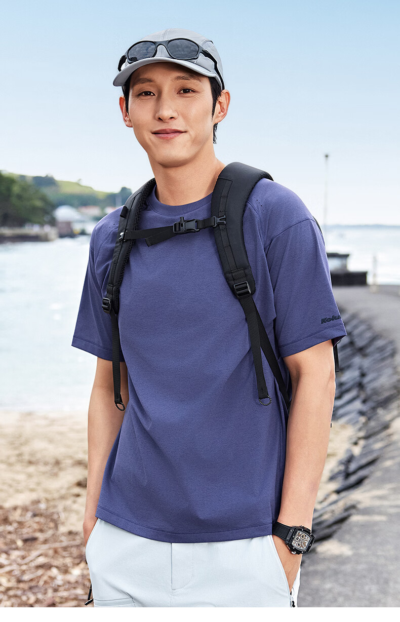 Kolumb Short Sleeve T-Shirt Summer Moisture-Wicking Quick-Dry Cloud-Feel Sorona Sun Protection Outdoor Half Sleeve Stardust Blue L(175) 13