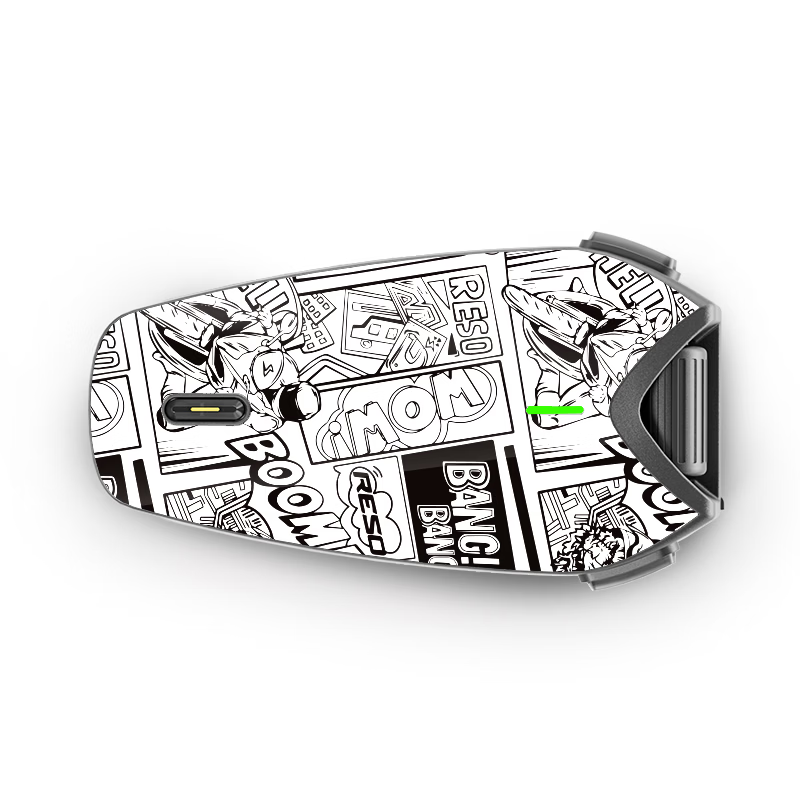 RESORESO Motorcycle Helmet Bluetooth Headset Full-Coverage Protective Sticker Black and White Ink Design 2