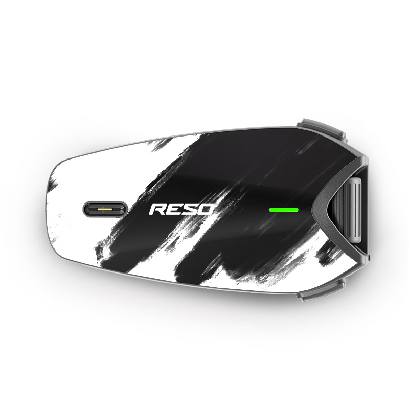 RESORESO Motorcycle Helmet Bluetooth Headset Full-Coverage Protective Sticker Black and White Ink Design 1