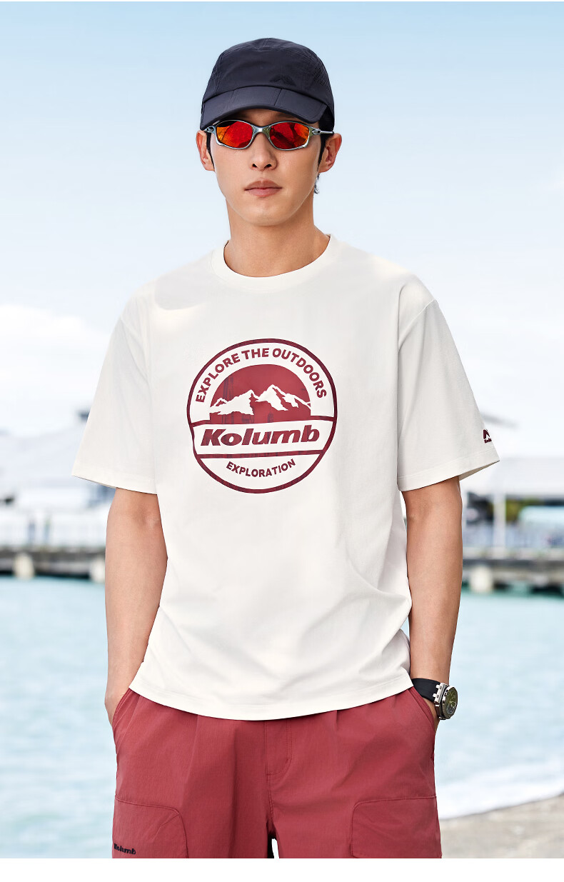 Kolumb Outdoor T-Shirt Summer Sun Protection Quick-Dry Moisture-Wicking Commuting Couple Running Fitness Short Sleeve Cloud Dance White 2XL 11